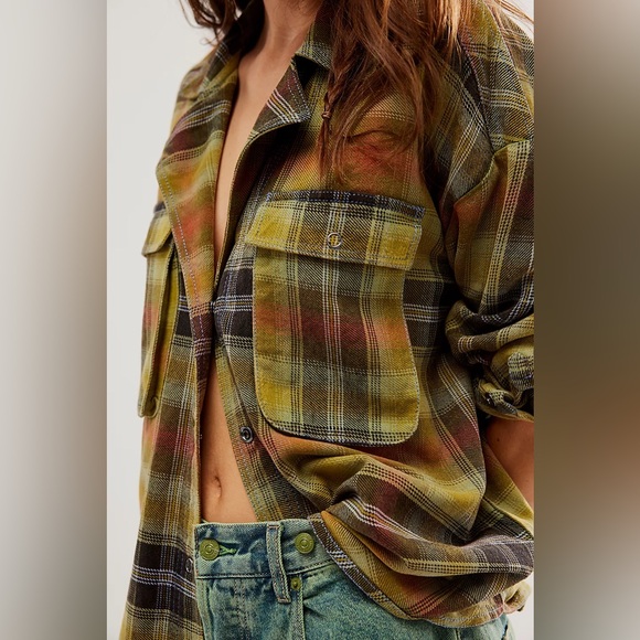 NWOT Free People Izzy Cargo Jacket in Olive Combo Small - Picture 2 of 6